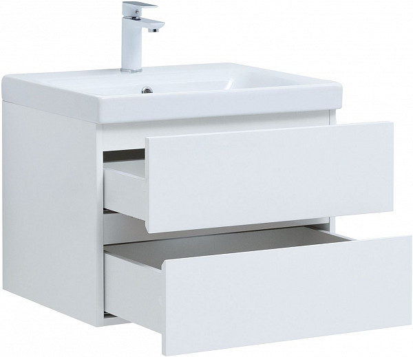 Тумба под раковину Aquanet Беркли 60 белый глянец (2 ящика) 00302349