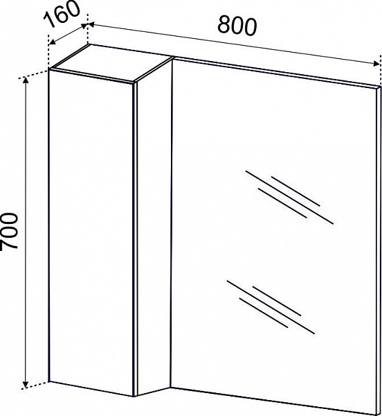 Зеркало со шкафчиком Стоун 80 Левый