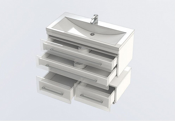 Тумба под раковину Aquanet Верона 100 белый (подвесная 2 ящика) 00175382