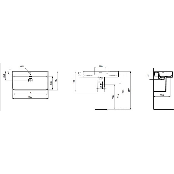 Раковина Ideal Standard Strada II 80 см T300101