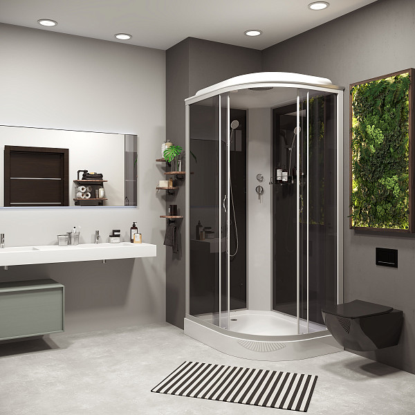 Душ.каб. NG-3512-14L (1200х800х2150) низкий поддон(13см) стекло ТОНИРОВАННОЕ 3 места