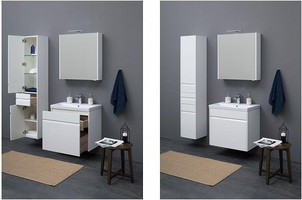 Шкаф-пенал для ванной Aquanet Палермо 35 L белый глянец 00237410