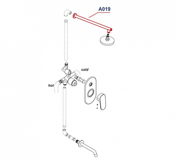 Верхний излив для душа Wasserkraft A019