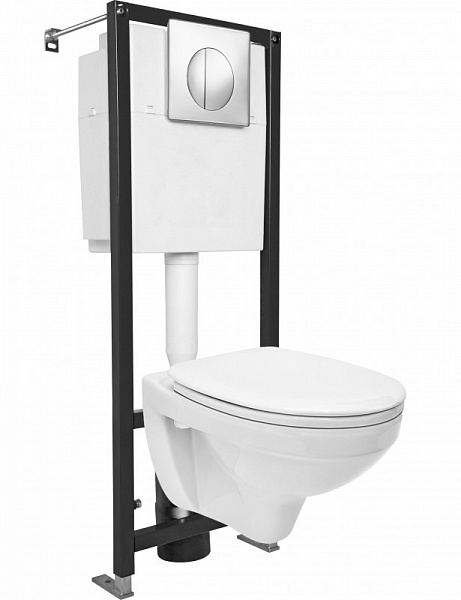 Комплект Cersanit Delfi Black унитаз + инсталляция + клавиша S-SET-DEL/Black/TPL/Cg-w