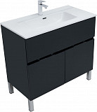 Тумба под раковину Aquanet Алвита new 90 1 ящик, 2 дверцы, антрацит 00303911