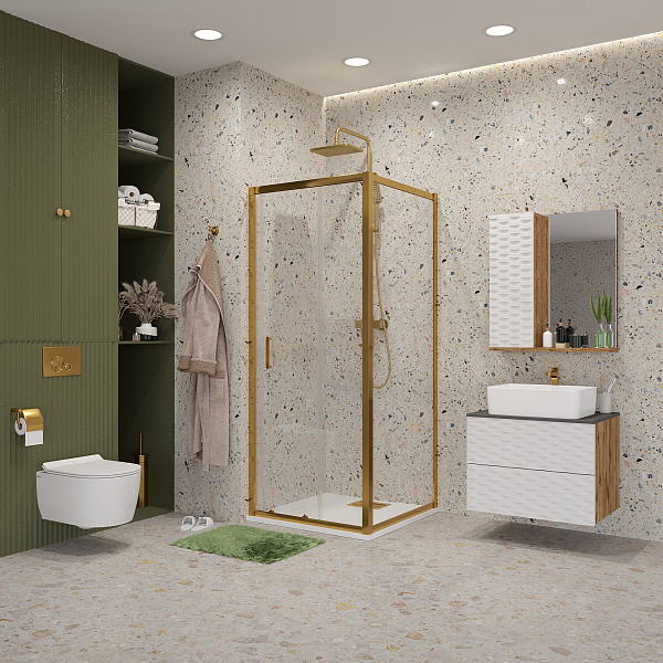 Душ.ограждение NG-42-9AG-A100G (90*100*190) прямоугольник, дверь раздвижная, 2 места