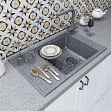 Мойка для кухни Aquaton Делия 78 прямоугольная с крылом серая 1A715132DE230