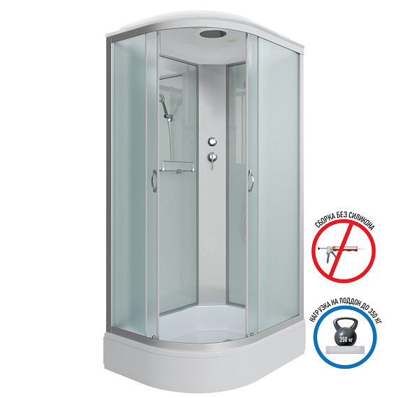 Душ.каб. NG-33094-14R (1000х900х2150) средний поддон (26см) стекло МАТОВОЕ 4 места