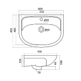 Полукруглая раковина Santek Эллада 60 1WH110198