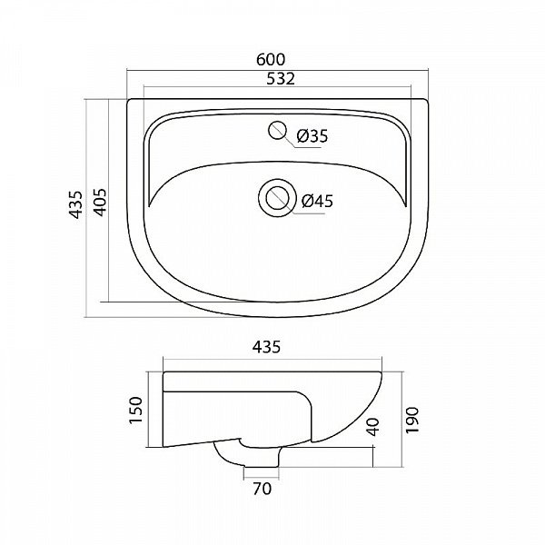 Полукруглая раковина Santek Эллада 60 1WH110198
