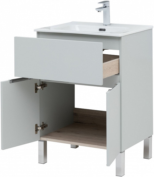 Тумба под раковину Aquanet Алвита New 60 1 ящик, 2 дверцы, серый 00277548