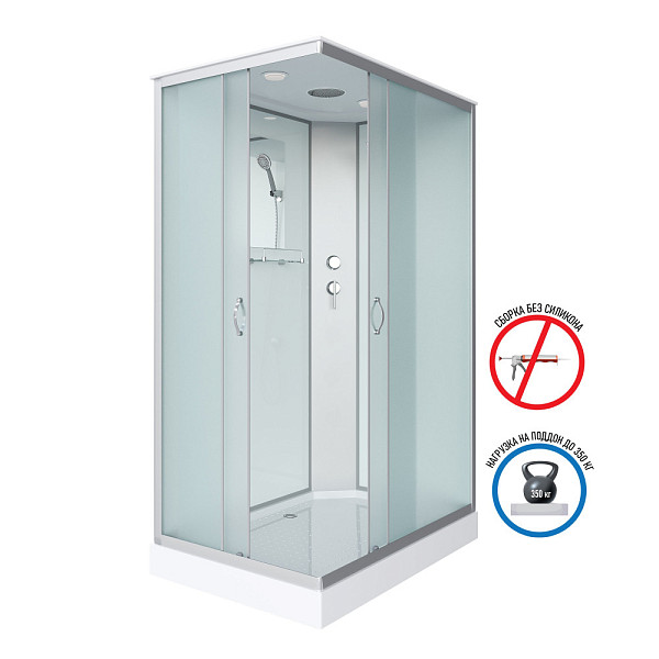 Душ.каб. NG-43285-14Q (1200х800х2150) низкий поддон(13см) стекло МАТОВОЕ 3 места