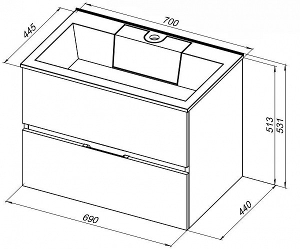 Тумба под раковину Aquanet Алвита 70 белый 00184302