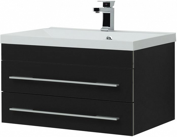 Тумба под раковину Aquanet Верона 75 New черный матовый 00272427
