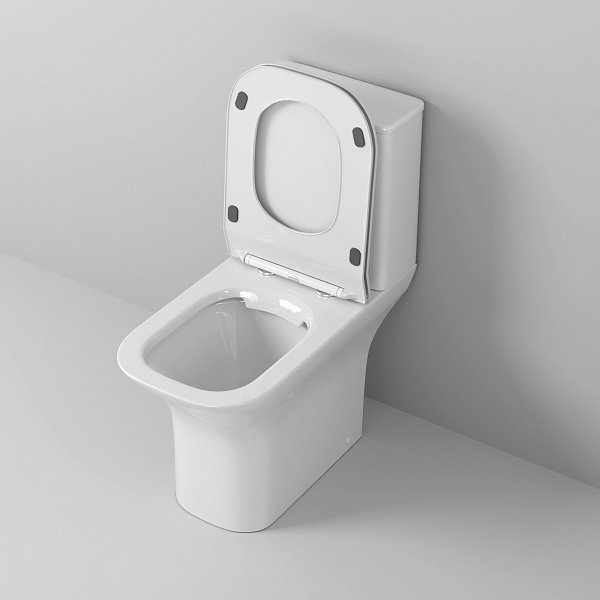 Унитаз Classic GR-4464S (640*340*790) напольный БЕЗОБОДКОВЫЙ с тонкой крышкой, 2 места