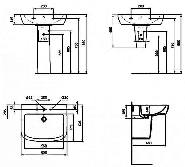 Раковина Ideal Standard Tempo T056301 65 см