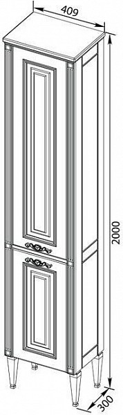 Шкаф-пенал для ванной Aquanet Паола 40 белый/серебро 00181770