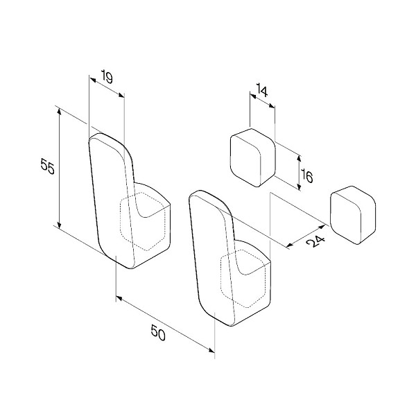 A8F35622 Func Набор Крючков для полотенец, 2 шт, черный