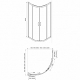 Душевое ограждение Azario MILTON 900х900х2000, БЕЗ ПОДДОНА, полукругл, черный профиль