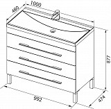 Тумба с раковиной Aquanet Верона 100 белый (напольная 3 ящика) 00287663