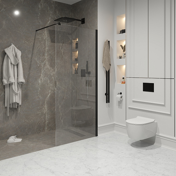 Душ. перегородка NG-683-70 BLACK (70x195), 1 место