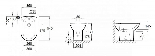 Биде напольное Jacob Delafon Odeon Up E1093-00