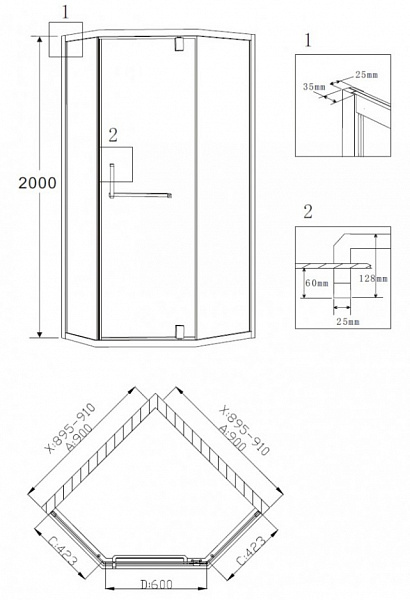 Душевой уголок Grossman Status ST-90BD 90x90
