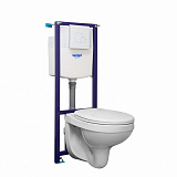 ПЭК Santeri Альфа комфорт 1.3816.4.S00.00B.2 подвесной унитаз + инсталляция + панель белая + сиденье ПП SC