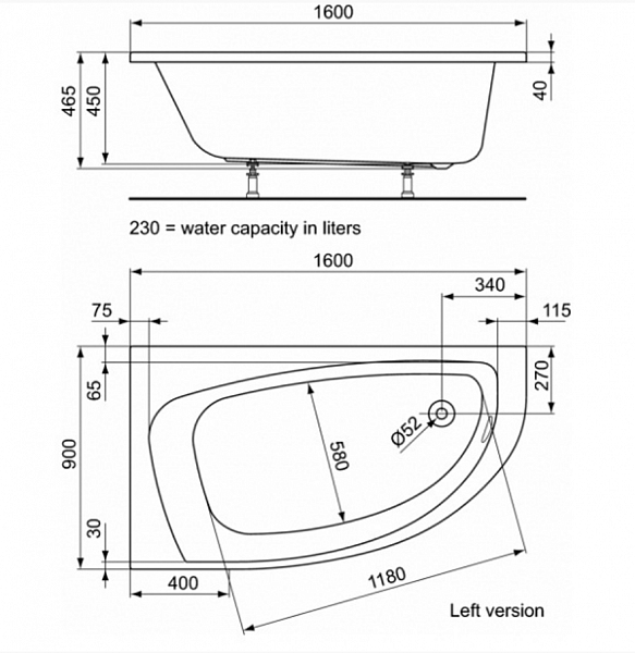 Акриловая ванна Ideal Standard Playa T963501 160х90 см угловая левая