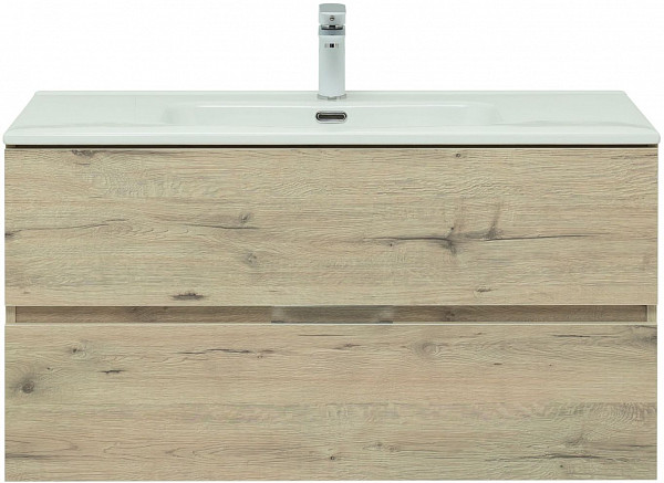 Тумба под раковину Aquanet Алвита New 100 2 ящика, дуб веллингтон белый 00277521