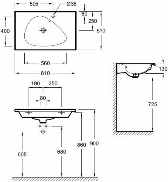 Подвесная раковина-столешница Jacob Delafon Nouvelle Vague 81х51 см EXAR112-Z-00