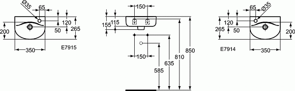 Раковина Ideal Standard Connect Arc 45 см E7968MA