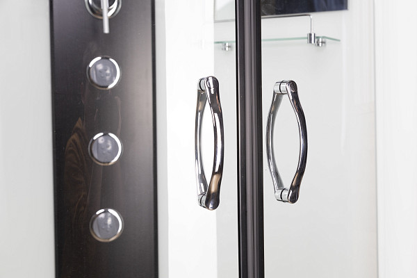 Душ.каб. NG-6708-14BKG (900х900х2000) высокий поддон(40см) стекло ПРОЗРАЧНОЕ черные профиля 4 места