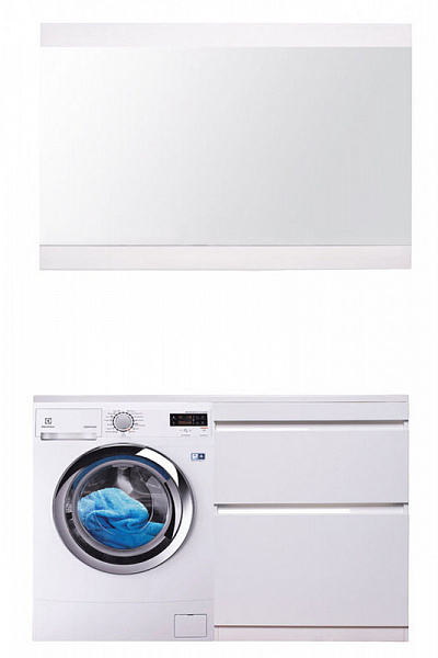 Тумба напольная "Даллас 130", Люкс белая, под раковину, PLUS, ЭМАЛЬ