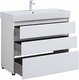 Тумба под раковину Aquanet Nova Lite 100 белый глянец (3 ящика) 00302478