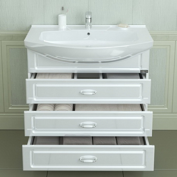 Тумба под раковину Верона 85 3 ящика напольная Санта 700117