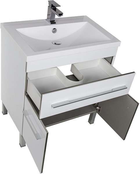 Тумба под раковину Aquanet Верона 75 белый (напольная 1 ящик 2 дверцы) 00182706