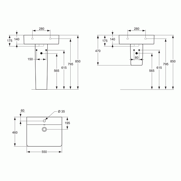Раковина Ideal Standard Connect Cube 55 см E7844MA