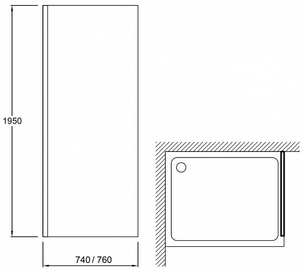 Душевая стенка Jacob Delafon Contra 80х195 см E22FC80-GA