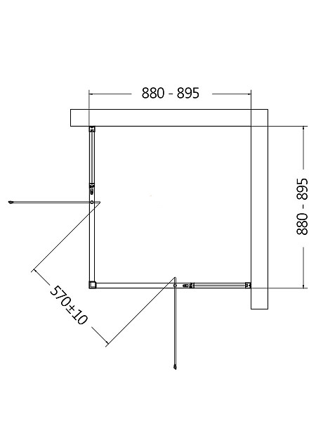 Душевой уголок AQUAme 900*900*1950мм., стекло 6мм, цвет профиля матовый черный.