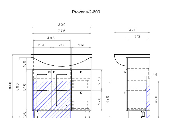 Тумба под раковину VIGO Provans 80 см tn.PRO.BAL.80.2D.2Y