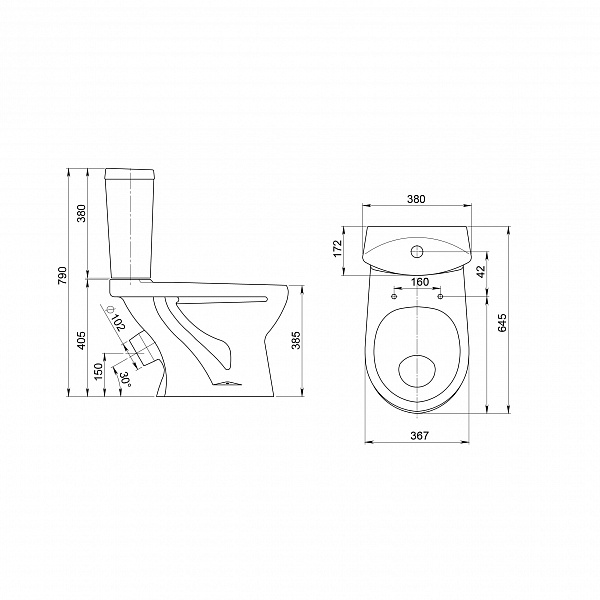 Унитаз-компакт Santeri Ультра крап на белом 1.P401.3.S01.00B.F