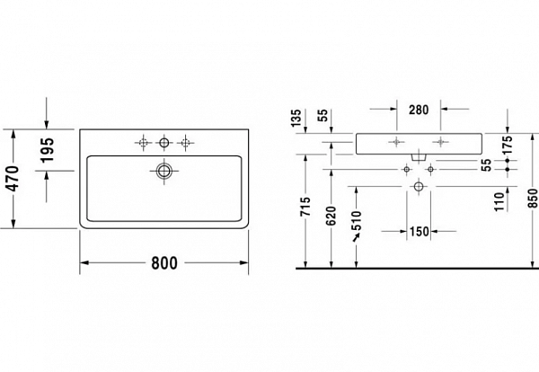 Раковина Duravit Vero 0454800000 80 см