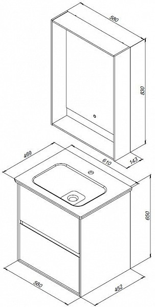 Зеркало Aquanet Милан 60 LED черный глянец 00306383