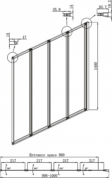 Шторка для ванны Ambassador Bath Screens 16041111R (1000x1400). 1 место