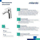 Смеситель для умывальника, глянцевый хром, Rora, Milardo, RORSB00M01