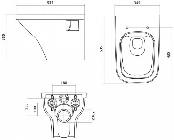 Унитаз (чаша) подвесной Santek Лайн 1WH501574 безободковый