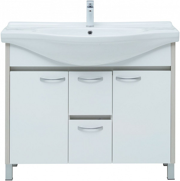 Тумба под раковину Aquanet Донна 100 белый дуб/белый (2 дверцы, 2 ящика) 00274164