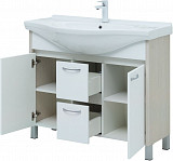 Тумба под раковину Aquanet Донна 100 белый дуб/белый (2 дверцы, 2 ящика) 00274164