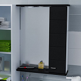 Зеркальный шкаф Омега 60, свет, черное, правое Санта 107012